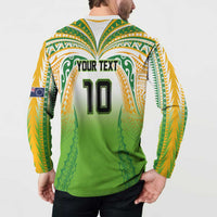 Custom Cook Islands Rugby League Button Sweatshirt Avaiki Tatau Tribal Motifs White Color - Polynesian Pride