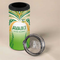 Custom Cook Islands Rugby League 4 in 1 Can Cooler Tumbler Avaiki Tatau Tribal Motifs White Color - Polynesian Pride