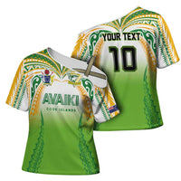 Custom Cook Islands Rugby League Cross Shoulder Shirt Avaiki Tatau Tribal Motifs White Color - Polynesian Pride