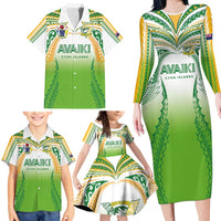 Custom Cook Islands Rugby League Family Matching Long Sleeve Bodycon Dress and Hawaiian Shirt Avaiki Tatau Tribal Motifs White Color - Polynesian Pride