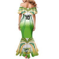 Custom Cook Islands Rugby League Family Matching Mermaid Dress and Hawaiian Shirt Avaiki Tatau Tribal Motifs White Color - Polynesian Pride