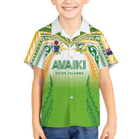 Custom Cook Islands Rugby League Family Matching Off The Shoulder Long Sleeve Dress and Hawaiian Shirt Avaiki Tatau Tribal Motifs White Color - Polynesian Pride