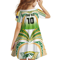 Custom Cook Islands Rugby League Family Matching Off Shoulder Maxi Dress and Hawaiian Shirt Avaiki Tatau Tribal Motifs White Color - Polynesian Pride