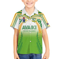 Custom Cook Islands Rugby League Family Matching Off Shoulder Maxi Dress and Hawaiian Shirt Avaiki Tatau Tribal Motifs White Color - Polynesian Pride