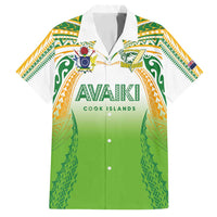 Custom Cook Islands Rugby League Family Matching Off Shoulder Short Dress and Hawaiian Shirt Avaiki Tatau Tribal Motifs White Color - Polynesian Pride
