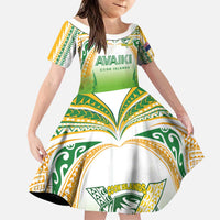 Custom Cook Islands Rugby League Family Matching Puletasi and Hawaiian Shirt Avaiki Tatau Tribal Motifs White Color - Polynesian Pride