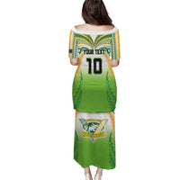 Custom Cook Islands Rugby League Family Matching Puletasi and Hawaiian Shirt Avaiki Tatau Tribal Motifs White Color - Polynesian Pride
