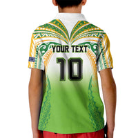 Custom Cook Islands Rugby League Kid Polo Shirt Avaiki Tatau Tribal Motifs White Color - Polynesian Pride