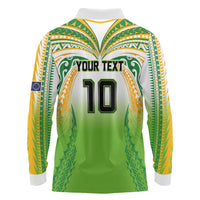 Custom Cook Islands Rugby League Long Sleeve Polo Shirt Avaiki Tatau Tribal Motifs White Color - Polynesian Pride