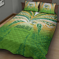 Cook Islands Rugby League Quilt Bed Set Avaiki Tatau Tribal Motifs White Color - Polynesian Pride