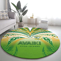 Cook Islands Rugby League Round Carpet Avaiki Tatau Tribal Motifs White Color - Polynesian Pride