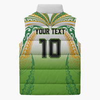 Custom Cook Islands Rugby League Sleeveless Puffer Jacket Avaiki Tatau Tribal Motifs White Color - Polynesian Pride