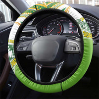 Cook Islands Rugby League Steering Wheel Cover Avaiki Tatau Tribal Motifs White Color - Polynesian Pride