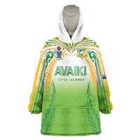 Custom Cook Islands Rugby League Wearable Blanket Hoodie Avaiki Tatau Tribal Motifs White Color - Polynesian Pride