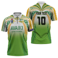 Custom Cook Islands Rugby League Zipper Polo Shirt Avaiki Tatau Tribal Motifs White Color - Polynesian Pride