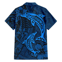 Polynesian Dolphin Valentine Day Hawaiian Shirt Hibiscus and Tribal Tattoo Blue Style LT03 - Polynesian Pride