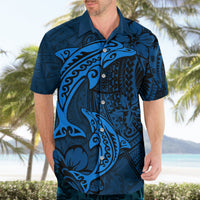 Polynesian Dolphin Valentine Day Hawaiian Shirt Hibiscus and Tribal Tattoo Blue Style LT03 - Polynesian Pride