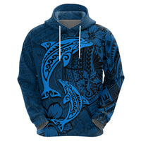 Polynesian Dolphin Valentine Day Zip Hoodie Hibiscus and Tribal Tattoo Blue Style LT03 - Polynesian Pride