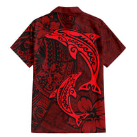 Polynesian Dolphin Valentine Day Family Matching Mermaid Dress and Hawaiian Shirt Hibiscus and Tribal Tattoo Red Style LT03 - Polynesian Pride