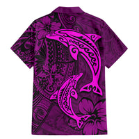 Polynesian Dolphin Valentine Day Family Matching Mermaid Dress and Hawaiian Shirt Hibiscus and Tribal Tattoo Pink Style LT03 - Polynesian Pride