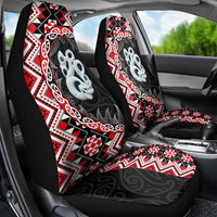 Red Taniko Motif Aotearoa Manaia and Silver Fern Car Seat Cover