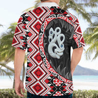 Red Taniko Motif Aotearoa Manaia and Silver Fern Hawaiian Shirt LT03 - Polynesian Pride