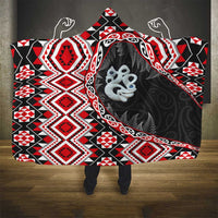 Red Taniko Motif Aotearoa Manaia and Silver Fern Hooded Blanket LT03 - Polynesian Pride