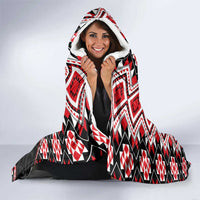 Red Taniko Motif Aotearoa Manaia and Silver Fern Hooded Blanket LT03 - Polynesian Pride