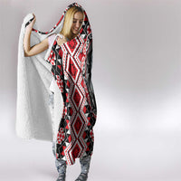 Red Taniko Motif Aotearoa Manaia and Silver Fern Hooded Blanket LT03 - Polynesian Pride