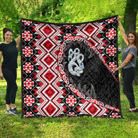 Red Taniko Motif Aotearoa Manaia and Silver Fern Quilt