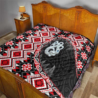 Red Taniko Motif Aotearoa Manaia and Silver Fern Quilt