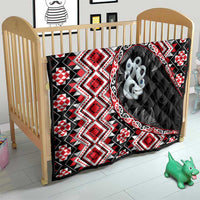 Red Taniko Motif Aotearoa Manaia and Silver Fern Quilt