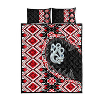 Red Taniko Motif Aotearoa Manaia and Silver Fern Quilt Bed Set LT03 - Polynesian Pride