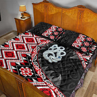 Red Taniko Motif Aotearoa Manaia and Silver Fern Quilt Bed Set LT03 - Polynesian Pride