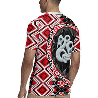 Red Taniko Motif Aotearoa Manaia and Silver Fern Rugby Jersey