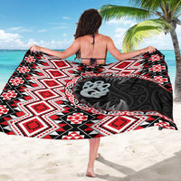 Red Taniko Motif Aotearoa Manaia and Silver Fern Sarong