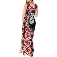 Red Taniko Motif Aotearoa Manaia and Silver Fern Tank Maxi Dress LT03 - Polynesian Pride