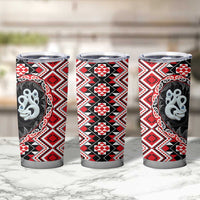 Red Taniko Motif Aotearoa Manaia and Silver Fern Tumbler Cup LT03 - Polynesian Pride