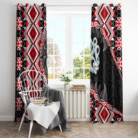 Red Taniko Motif Aotearoa Manaia and Silver Fern Window Curtain LT03 - Polynesian Pride
