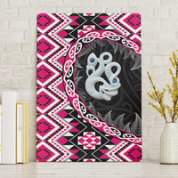 Pink Taniko Motif Aotearoa Manaia and Silver Fern Canvas Wall Art LT03 Without Frame Pink - Polynesian Pride