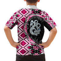 Pink Taniko Motif Aotearoa Manaia and Silver Fern Hawaiian Shirt LT03 - Polynesian Pride