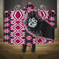Pink Taniko Motif Aotearoa Manaia and Silver Fern Hooded Blanket LT03 - Polynesian Pride