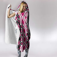 Pink Taniko Motif Aotearoa Manaia and Silver Fern Hooded Blanket LT03 - Polynesian Pride