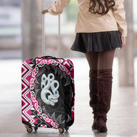 Pink Taniko Motif Aotearoa Manaia and Silver Fern Luggage Cover