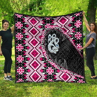 Pink Taniko Motif Aotearoa Manaia and Silver Fern Quilt