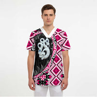 Pink Taniko Motif Aotearoa Manaia and Silver Fern Scrub Top LT03 - Polynesian Pride