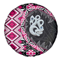 Pink Taniko Motif Aotearoa Manaia and Silver Fern Spare Tire Cover