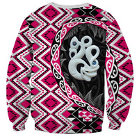 Pink Taniko Motif Aotearoa Manaia and Silver Fern Sweatshirt LT03 - Polynesian Pride