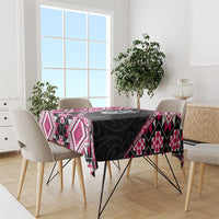 Pink Taniko Motif Aotearoa Manaia and Silver Fern Tablecloth LT03 - Polynesian Pride
