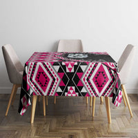 Pink Taniko Motif Aotearoa Manaia and Silver Fern Tablecloth LT03 - Polynesian Pride